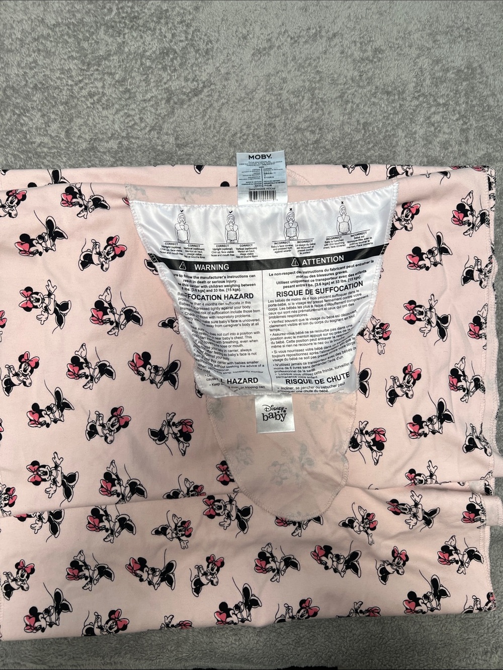 Moby Pink Minnie Mouse Print Baby Moby Swaddle - Picture 2 of 2